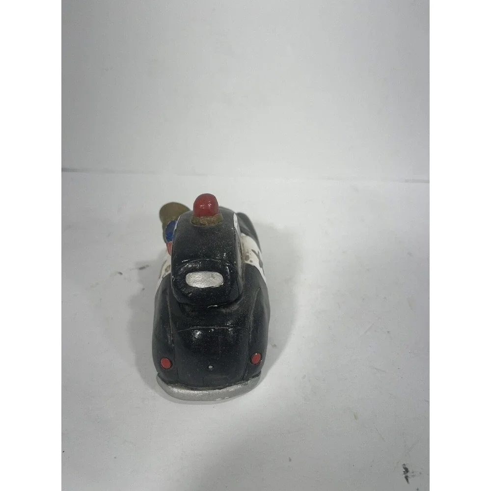 Vintage City Police Car Ceramic Ashtray Figurine Black Car Paperweight Top Opens
